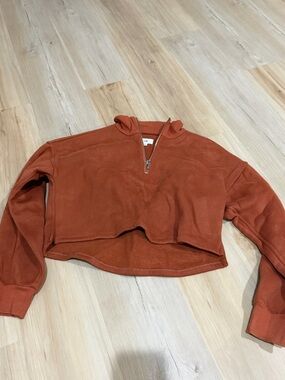 LPA Rust Orange Half-Zip Cropped Pullover
